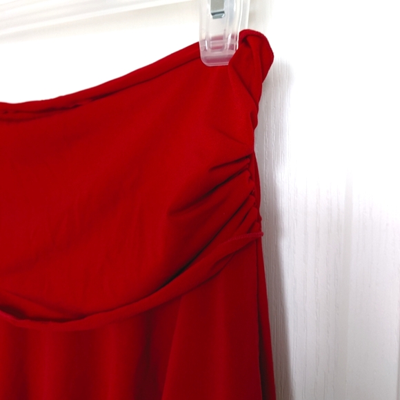 3/$15 Vintage Bright Red Handkerchief skirt - Picture 2 of 8